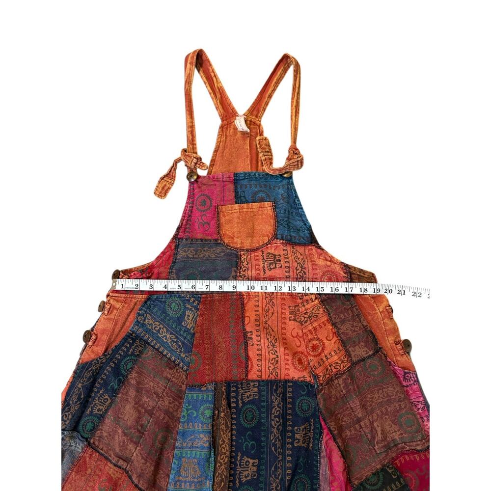 Patchwork Bohemian Overalls Drop Crotch Harem 0S … - image 6